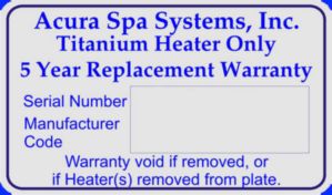 Titanium Heater Warranty Sticker